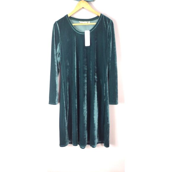 Soft Surroundings Short Santiago Knee Length Emerald Green Velvet Dress M - Picture 4 of 16
